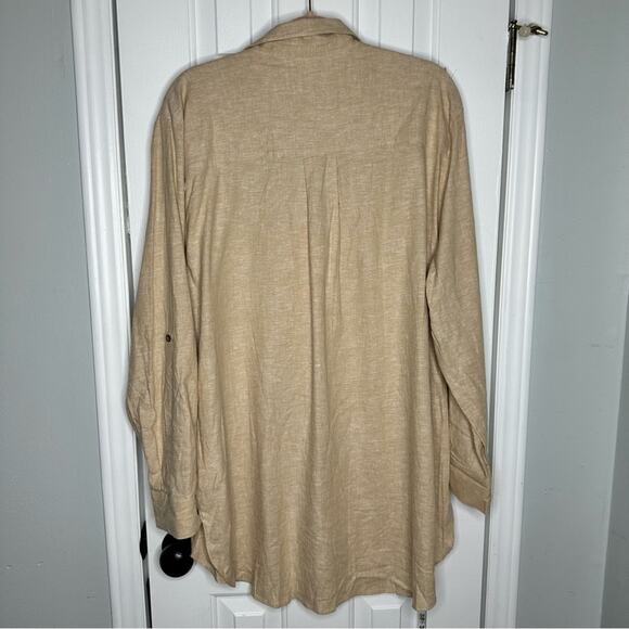 NY&Co Madison Linen Button up oversize linen shirt XL - Picture 4 of 6